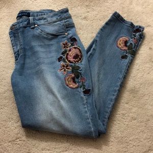 embroidered skinny jeans